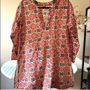 Boho Cotton Ethnic Tunic/Coverup Large